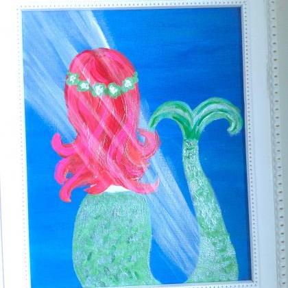 Mini Canvas Art, Mermaid Painting/ Original..