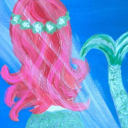Mini Canvas Art, Mermaid Painting/ Original..