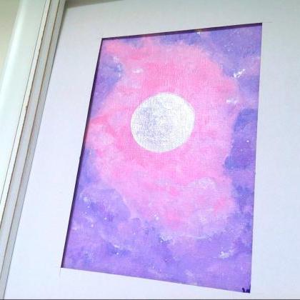 Mini Canvas Painting, Pink And Purple Clouds/..
