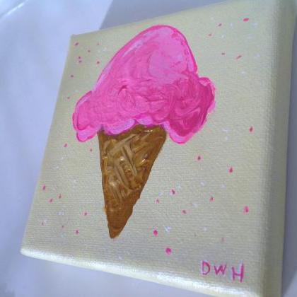 Small Canvas Painting Ice Cream Art/tiny..