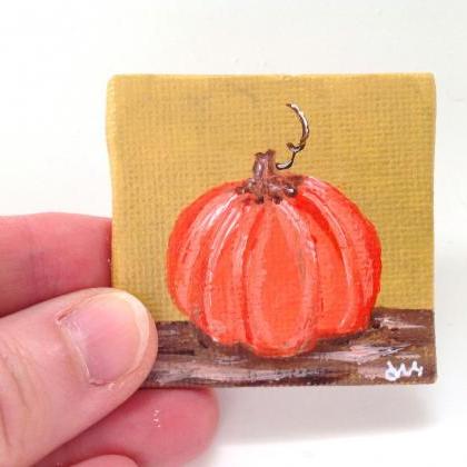 Small Original Art On Canvas, Hello Pumpkin..