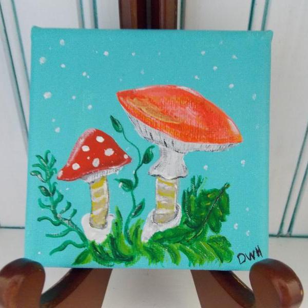 Original Canvas Painting Mushroom Original Painting On Canvas